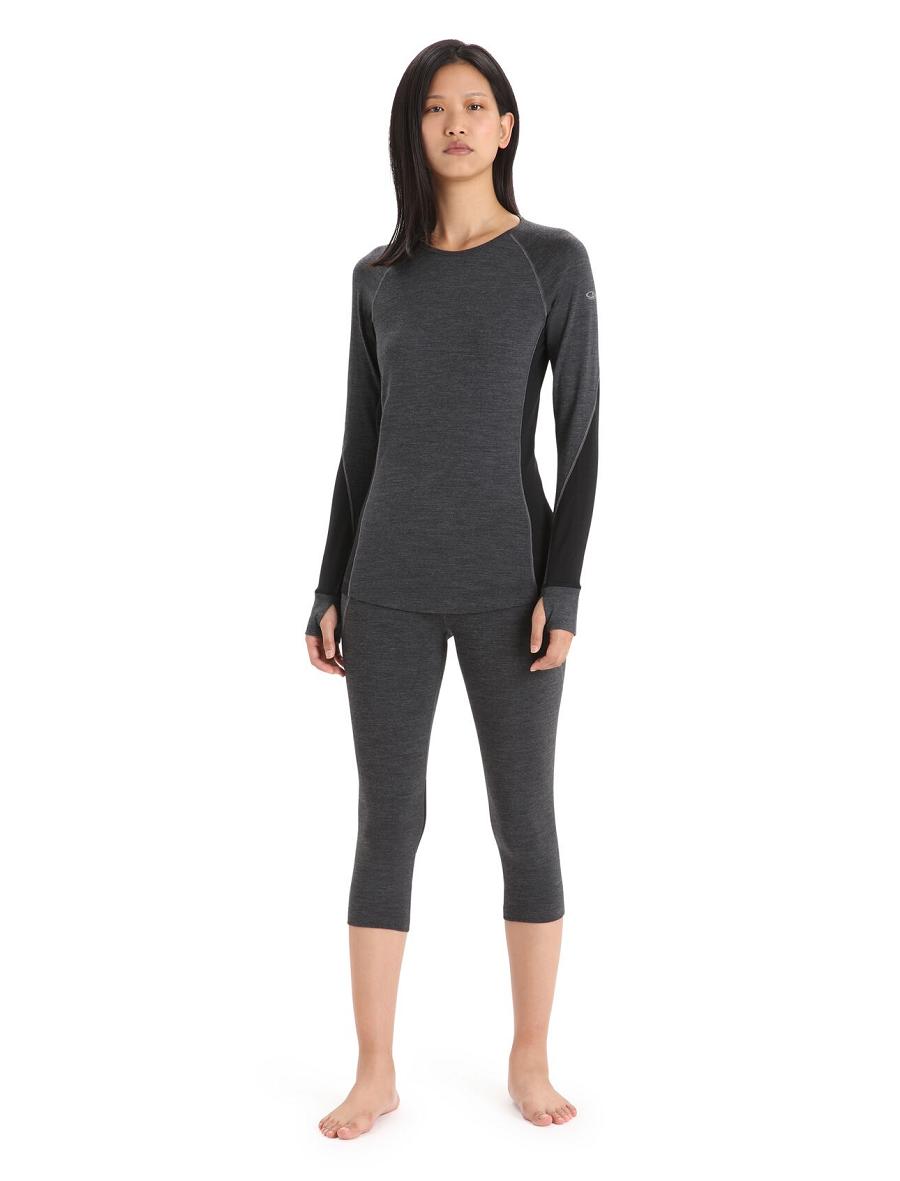 Women's Icebreaker BodyfitZone™ Merino 260 Zone 3/4 Thermal Leggings Base Layers Jet Heather / Black | CA 1079EBCX